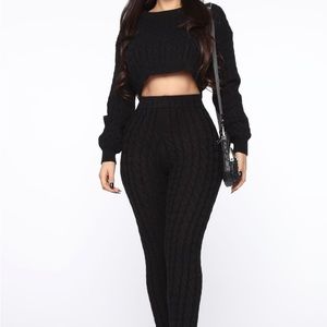 Fashion Nova Knit Sweater Set in Black